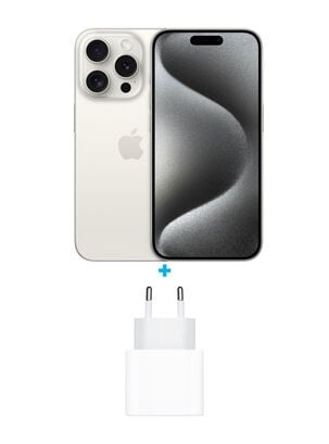 iPhone 15 Pro 128GB Titanio blanco + Adaptador de Corriente USB-C de 20W Apple,,hi-res