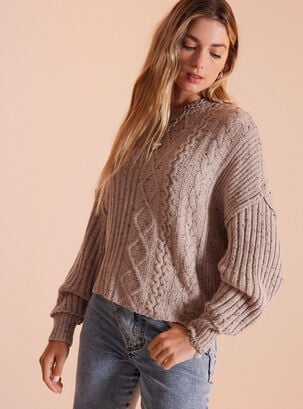 Sweater Detalles en Tela,Beige,hi-res