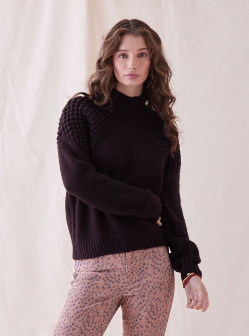 Sweater Tejido con Diseño,Negro,hi-res