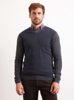 Sweater Cuadrillé,Gris,hi-res