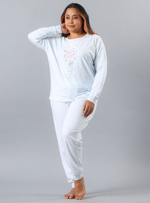 Pijama Polera Ajustable En Pretina Print,Celeste,hi-res