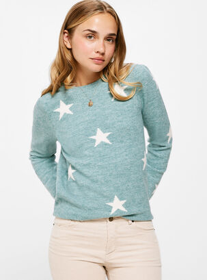 Sweater Intarsia Estrellas,Azul,hi-res
