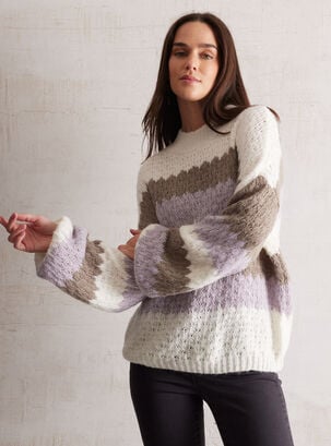 Sweater Con Lana Texturizado Bloques De Color,Diseño 1,hi-res