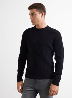 Sweater Diseño Detalle Trenzas Textura,Negro,hi-res