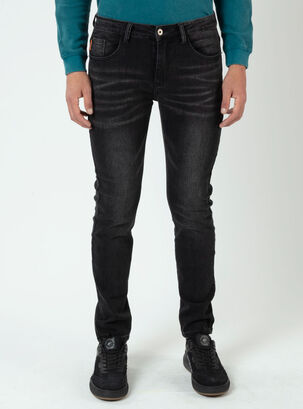 Jeans Skinny Fit Tiro Medio Dark,Negro,hi-res