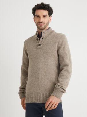 Sweater Quarter Bottom Lana 20%,Café,hi-res
