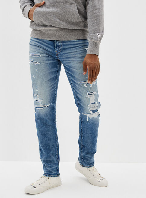 Jeans Slim Straight AirFlex+ Patched,Azul,hi-res