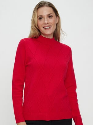Sweater Tejido Cuello Alto Reed,Rojo,hi-res