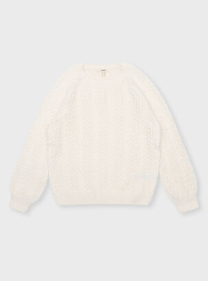 Sweater Liso Manga Larga Crudo Casual,Blanco,hi-res