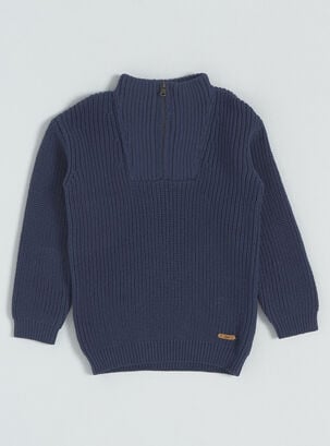 Sweater Con Medio Cierre,Azul Oscuro,hi-res
