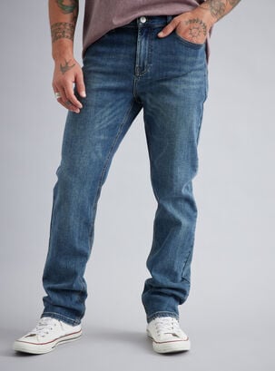 Jeans Slim Fit Semielasticado Tiro Medio,Azul Oscuro,hi-res