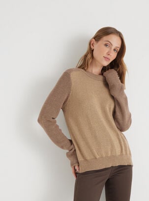 Sweater Mix De Textura Y Brillo,Beige,hi-res