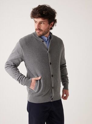 Sweater Cardigan con Bolsillo Lateral,Gris Claro,hi-res