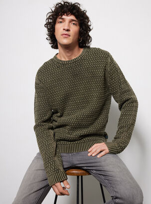 Sweater Jersey Cuello Redondo,Verde,hi-res