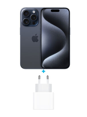 iPhone 15 Pro 128GB Titanio azul + Adaptador de Corriente USB-C de 20W Apple,,hi-res