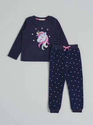Pijama  Micropolar Niña,Azul Oscuro,hi-res