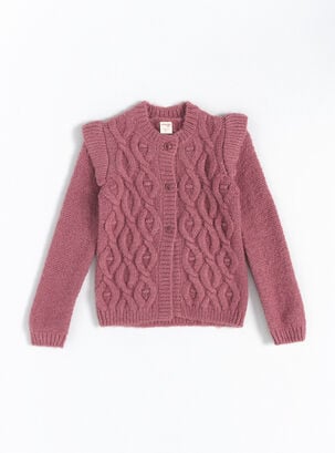 Sweater Abotonado con Diseño, Vuelos y Botones,Rosado Oscuro,hi-res