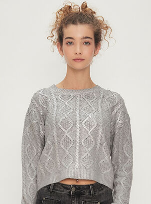 Sweater Diseño Tipo Rombo,Gris,hi-res