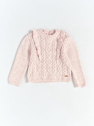 Sweater Con Vuelos Delanteros,Rosado Pastel,hi-res