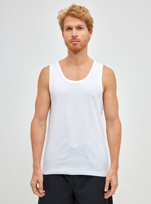Camiseta Sin Mangas Basic Color Liso,Blanco,hi-res