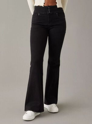 Jeans Super High-Rise Flare Jeans,Negro Mate,hi-res