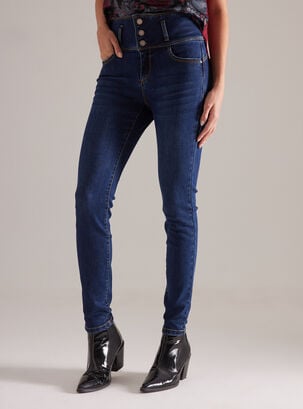 Jeans 3 Botones con Almohadillas,Azul Oscuro,hi-res