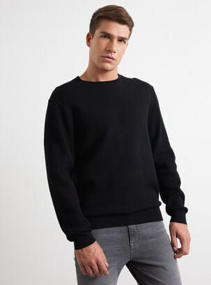 Sweater Crew Neck Textura,Negro,hi-res