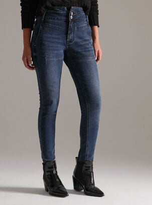 Jeans Con Rebeca Corte Pretina,Azul Oscuro,hi-res