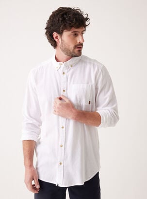 Camisa ML Algodón Lino Regular Fit,Blanco,hi-res