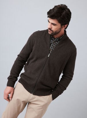 Sweater Full Zipper de Lana,Café Oscuro,hi-res