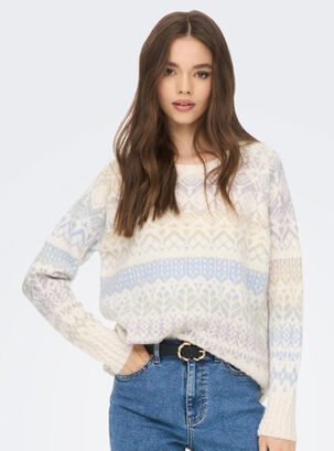 Sweater Color Beige Estampado,Beige,hi-res