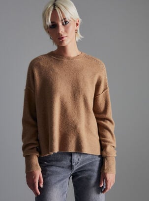 Sweater Strass En Hombro,Café Claro,hi-res