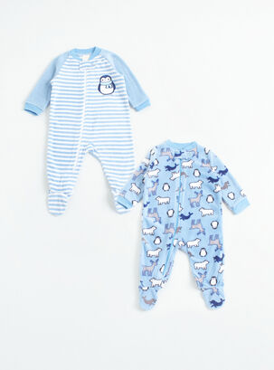 Set 2 Pijamas Micropolar Bebé,Azul,hi-res