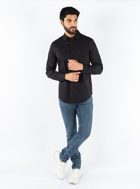 Camisa Regular Fit Strech Solid Color,Negro,hi-res