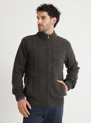 Sweater Regular Fit Cierre,Café Oscuro,hi-res