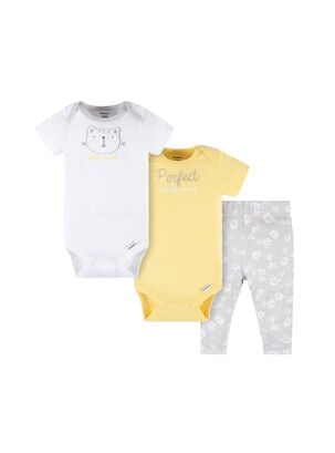 Pijama de Conjunto 3 Piezas Bebé Algodón,Amarillo Oscuro,hi-res