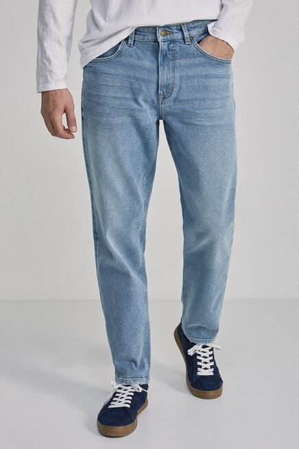 Jeans Slim Straight Fit Lavado Medio Claro,Azul,hi-res