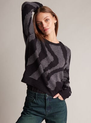 Sweater Jacquard Animal Print,Negro,hi-res