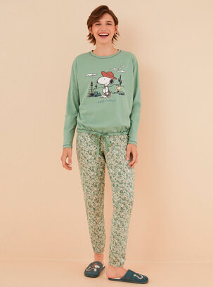 Pijama de Algodón Snoopy Fun,Verde,hi-res