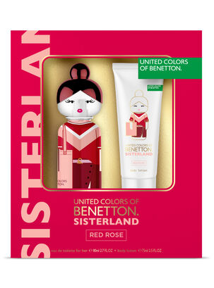Set Perfume Benetton Sisterland Red Rose EDT 80 ml + Body Lotion 75 ml,,hi-res