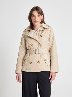 Parka Tipo Trench Quilt,Beige,hi-res
