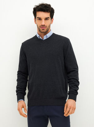 Sweater Cuello V Calce Regular,Marengo,hi-res
