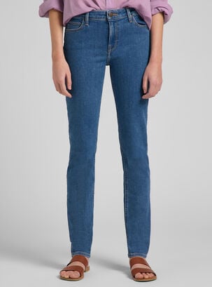 Jeans Slim Fit Tiro Medio Cierre Metálico,Azul,hi-res