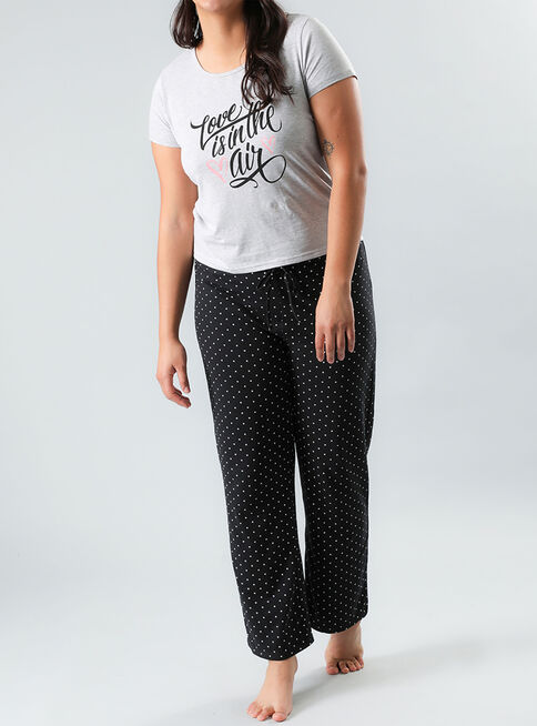 Pijamas Top y Pantalón Con Diseño + Caja,Gris,hi-res