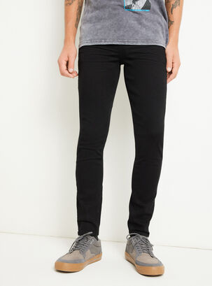 Jeans Super Skinny Fit Tiro Medio Sólid,Negro,hi-res