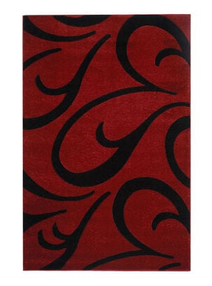 Alfombra 133 x 180 cm Carved Rojo y Negro,,hi-res