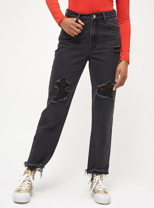 Jeans Básico Rotura,Negro,hi-res
