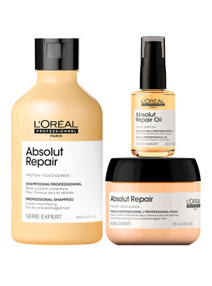 Set Reparación Cabello Dañado Absolut Repair  Shampoo 300ml + Máscara 75ml + Aceite 30ml,,hi-res
