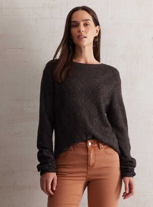 Sweater Jaspeado Con Diseño Textura Frontal,Marengo,hi-res