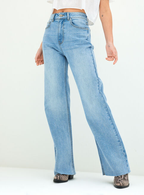 Jeans Mezclilla Básico Flare Fit ,Celeste,hi-res